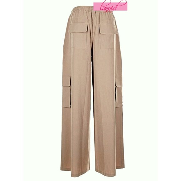 NEW Alo Dreamscape Cargo Wide Leg Pants Taupe Tan Oversized Utility Trousers S - Picture 8 of 13